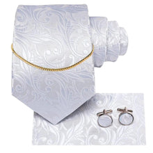 将图片加载到图库查看器,Business Black Silk Necktie Chain Classic Tie Square Handkerchief Elegant Cufflink Wedding Formal Neckties For Men