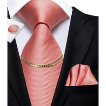 将图片加载到图库查看器,Business Black Silk Necktie Chain Classic Tie Square Handkerchief Elegant Cufflink Wedding Formal Neckties For Men