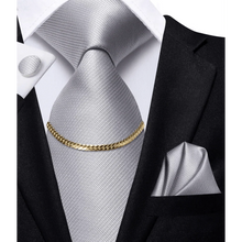 将图片加载到图库查看器,Business Black Silk Necktie Chain Classic Tie Square Handkerchief Elegant Cufflink Wedding Formal Neckties For Men
