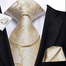 将图片加载到图库查看器,Business Black Silk Necktie Chain Classic Tie Square Handkerchief Elegant Cufflink Wedding Formal Neckties For Men