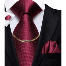 将图片加载到图库查看器,Business Black Silk Necktie Chain Classic Tie Square Handkerchief Elegant Cufflink Wedding Formal Neckties For Men