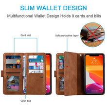 Load image into Gallery viewer, Business Blue New Cards Flip Leather Case For iPhone 14 13 12 11 Pro Max 10 X 6 6s 7 8 Plus XR XS Max Multifunctional Wallet Phone Case Multi-Card Wallet Leather iphone Case