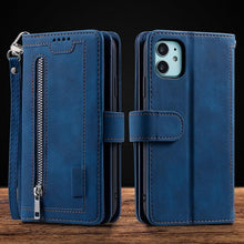 Load image into Gallery viewer, Business Blue New Cards Flip Leather Case For iPhone 14 13 12 11 Pro Max 10 X 6 6s 7 8 Plus XR XS Max Multifunctional Wallet Phone Case Multi-Card Wallet Leather iphone Case