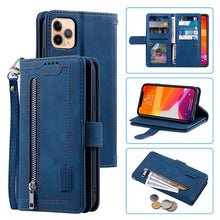 Load image into Gallery viewer, Business Blue New Cards Flip Leather Case For iPhone 14 13 12 11 Pro Max 10 X 6 6s 7 8 Plus XR XS Max Multifunctional Wallet Phone Case Multi-Card Wallet Leather iphone Case