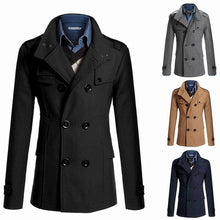 Load image into Gallery viewer, Business Classic Men Jackets Black Men Jackets Overcoat Simple Male Trench Coats Casual Winter Suit Classic Vintage Coat Comfortable Lightweight Soft Man Outdoor Jacket With Long Sleeve