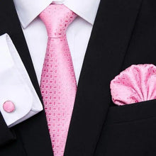 Load image into Gallery viewer, Business Men Silk Necktie Cufflinks Set Luxury Design Necktie With Handkerchief Necktie For Casual And Daily Wear Classic Men Flower Ties Wedding Handkerchief Cufflinks Set