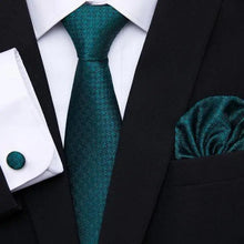 Load image into Gallery viewer, Business Men Silk Necktie Cufflinks Set Luxury Design Necktie With Handkerchief Necktie For Casual And Daily Wear Classic Men Flower Ties Wedding Handkerchief Cufflinks Set