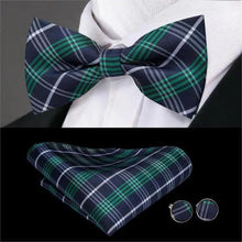 Load image into Gallery viewer, Business Red Color Butterfly Bow Tie Pocket Square Cufflinks Suit Set For Men Adjustable Self Bowtie Formal Bowtie Set Solid Color Necktie Silk Bow Tie Pocket Square Cuff Links