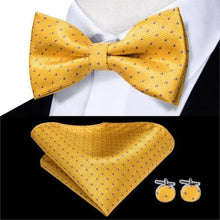 Load image into Gallery viewer, Business Red Color Butterfly Bow Tie Pocket Square Cufflinks Suit Set For Men Adjustable Self Bowtie Formal Bowtie Set Solid Color Necktie Silk Bow Tie Pocket Square Cuff Links