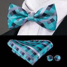 Load image into Gallery viewer, Business Red Color Butterfly Bow Tie Pocket Square Cufflinks Suit Set For Men Adjustable Self Bowtie Formal Bowtie Set Solid Color Necktie Silk Bow Tie Pocket Square Cuff Links