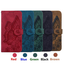 Load image into Gallery viewer, Butterfly Leather Flip Cover For iPhone 14 X XS XR 13 12 11 Pro Max 12 MINI Phone Wallet Case PU Leather Wallet Case Butterfly Flower Pattern Design Magnetic Flip Case Shockproof Protective Cover