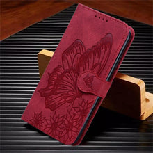 Load image into Gallery viewer, Butterfly Leather Flip Cover For iPhone 14 X XS XR 13 12 11 Pro Max 12 MINI Phone Wallet Case PU Leather Wallet Case Butterfly Flower Pattern Design Magnetic Flip Case Shockproof Protective Cover