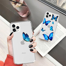 Load image into Gallery viewer, Butterfly Soft Clear Protection Case For iPhone Soft Cover For iPhone 11 12 13 14 Pro Max Mini Crystal Clear Cute Shockproof Slim Fit Bumper Protective Cover Colorful Butterfly Design Case For Girls