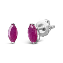 Load image into Gallery viewer, .925 Sterling Silver 1/2 Cttw Created Pink Ruby Gemstone Solitaire Stud Earrings