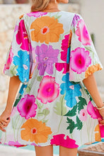 Load image into Gallery viewer, Modern Floral Print Tie Neck Dress Elegant & Timeless Colorful Dress