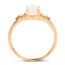 Load image into Gallery viewer, 0.57 Carat Genuine Opal Ethiopian, Pink Tourmaline & White Diamond 14K Yellow Gold Ring
