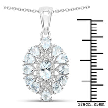 将图片加载到图库查看器,1.89 Carat Genuine Aquamarine and White Topaz .925 Sterling Silver Pendant