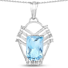 Load image into Gallery viewer, 5.76 Carat Genuine Swiss Blue Topaz & White Topaz .925 Sterling Silver Pendant