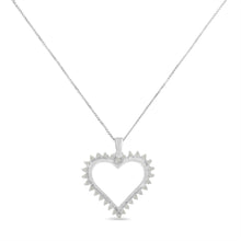 Load image into Gallery viewer, .925 Sterling Silver 1/4 cttw 3-Prong Diamond Open Heart 18" Pendant Necklace (I-J Color, I3 Clarity)