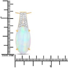 Load image into Gallery viewer, 7.57 Carat Genuine Ethiopian Opal and White Diamond 14K Yellow Gold Pendant