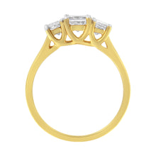 将图片加载到图库查看器,10K Yellow Gold Princess-Cut Diamond Three Stone Band Ring (1 Cttw, J-K Color, I1-I2 Clarity) - Size 6