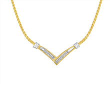 Load image into Gallery viewer, 10K Yellow and White Gold 1/2 Cttw Princess Cut Diamond Channel-Set “V†Shape 18" Franco Chain Necklace (H-I Color, SI2-I1 Clarity)