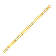 Load image into Gallery viewer, 14k Two-Tone Gold Fancy Bar Style Men's Bracelet with Curved Connectors