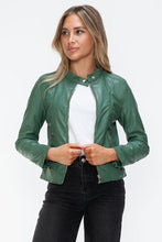 Load image into Gallery viewer, Women Classic Snobbish Faux Leather Zip-Up Drawstring Hooded Jacket Edgy & Casual PU Leather Jacket For Streetwear