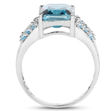 Load image into Gallery viewer, 4.39 Carat Genuine London Blue Topaz and Swiss Blue Topaz .925 Sterling Silver Ring