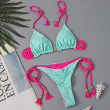 将图片加载到图库查看器,New Festival Flame Halter Bikini Set for Women – Triangle V-Neck Backless Two-Piece Swimsuit with Tie Side Bottoms & Adjustable Lace-Up Fit – Sleek Polyamide Swimwear for Koningsdag/King’s Day & Summer Beach Celebrations