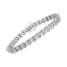 Load image into Gallery viewer, .925 Sterling Silver 1.0 Cttw Diamond Miracle-Set X-Link 7" Tennis Bracelet (I-J Color, I3 Clarity)