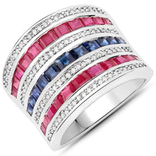 将图片加载到图库查看器,3.36 Carat Genuine Multi Stones .925 Sterling Silver Ring