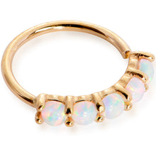 Load image into Gallery viewer, 20G White Synthetic Opal 14k Yellow Gold Seamless Circular Ring