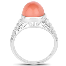 Load image into Gallery viewer, 6.00 Carat Genuine Peach Moonstone .925 Sterling Silver Ring