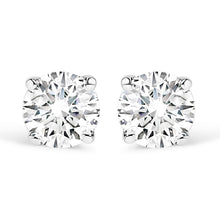 Load image into Gallery viewer, .925 Sterling Silver 1/2 Cttw Round Brilliant-Cut Lab Grown Diamond Classic 4-Prong Stud Earrings (F-G Color, VS1-VS2 Clarity)