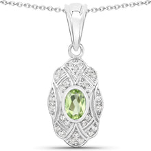 Load image into Gallery viewer, 0.55 Carat Genuine Peridot and White Topaz .925 Sterling Silver Pendant