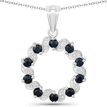 Load image into Gallery viewer, 1.30 Carat Genuine Blue Sapphire and White Topaz .925 Sterling Silver Pendant