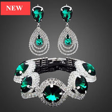 将图片加载到图库查看器,Modern NEW Trend Luxury Woman Elegant Wedding Bridal Jewelry Sets For Women Rhinestone Austrian Crystal Jewelry Set Bracelet Earrings Set