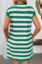 Load image into Gallery viewer, Simple Contrast Striped Round Neck Short Sleeve Mini Dress Casual & Comfortable Everyday Dress for Women