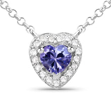 Load image into Gallery viewer, 0.55 Carat Genuine Tanzanite and White Topaz .925 Sterling Silver Necklace