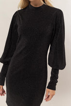 将图片加载到图库查看器,Glitter Mock Neck Long Sleeve Mini Dress – Sparkling Mock Neck Dress, Elegant, Flattering, Glitter Knit Dress, Elegant Mini Dress, Long Sleeve Party Dress, Statement Evening Dress