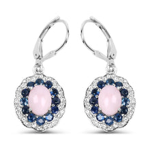 Load image into Gallery viewer, 4.00 Carat Genuine Opal Pink, Blue Sapphire and White Topaz .925 Sterling Silver Earrings