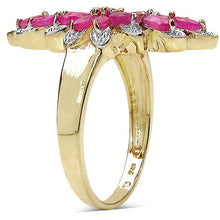 将图片加载到图库查看器,14K Yellow Gold Plated 2.04 Carat Genuine Ruby .925 Sterling Silver Ring