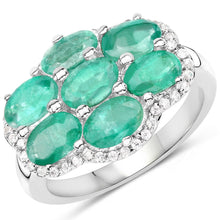 将图片加载到图库查看器,3.33 Carat Genuine Zambian Emerald and White Zircon .925 Sterling Silver Ring