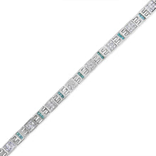 Load image into Gallery viewer, 14K White Gold Princess-Cut white and Blue Diamond 3.00 cttw Fashion Link Bracelet (H-I Color, SI1-SI2 Clarity)