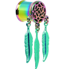 Load image into Gallery viewer, Rainbow Titanium Dreamcatcher Dangle Tunnel Set Sizes 5mm to 12mm