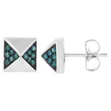 Load image into Gallery viewer, 14K White Gold 1/4 Cttw Treated Blue Diamond Pyramid Stud Earring (Blue Color, SI1-SI2 Clarity)