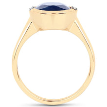 Load image into Gallery viewer, 4.85 Carat Genuine Blue Sapphire and White Diamond 14K Yellow Gold Ring