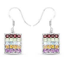Load image into Gallery viewer, 4.32 Carat Genuine Multi Stones .925 Sterling Silver Earrings