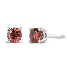 Load image into Gallery viewer, 14K White Gold 1.0 Cttw Round Brilliant Cut Lab Grown Pink Diamond 4-Prong Classic Solitaire Earrings (Pink Color, VVS2-VS1 Clarity)